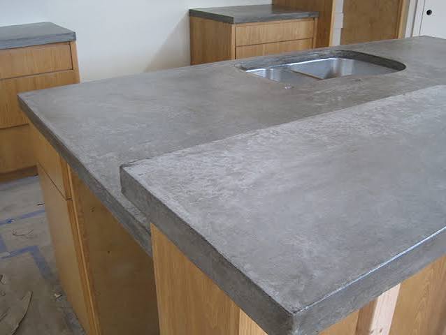 Concrete countertop sample with custom finish and color